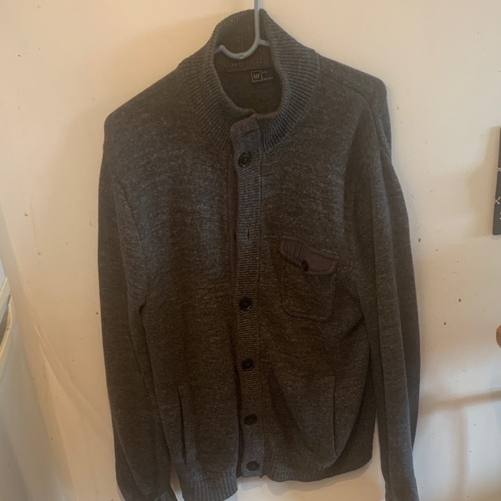 Super Thick High Quality GAP Charcoal Big Button Up Cardigan Sweater W/ Pockets